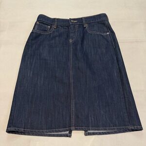 VTG Y2K Old Navy Women High Rise Dark Wash Denim Pencil Slit Skirt Clueless6685